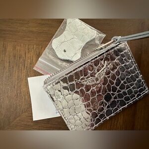 Zadig and Voltaire PASS METALLIC CROC-EMBOSSED LEATHER CARD HOLDER